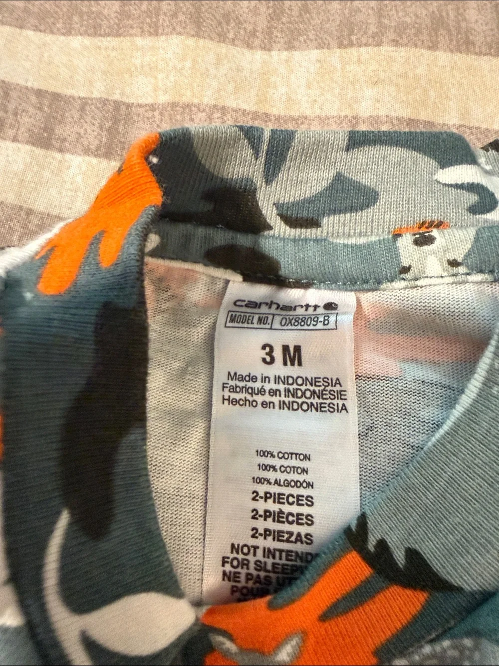 Carhartt Kids Gray & Orange Animal Print Pocket Tee Romper - Picture 2 of 2